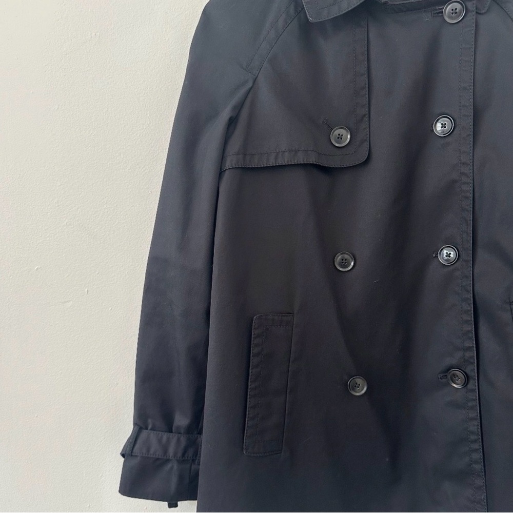 Banana Republic Black Short Classic Cotton Trench Coat | Size Small - Picture 3 of 8